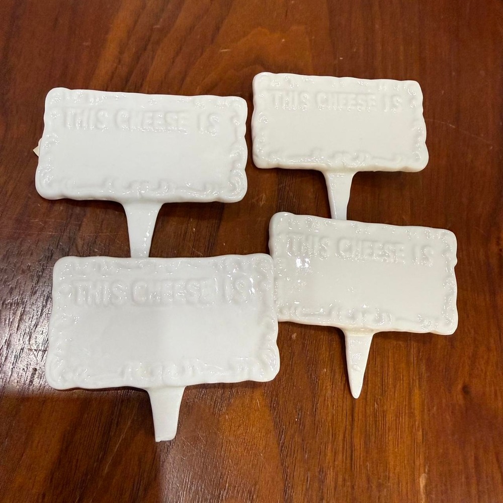 Vintage Shafford White Porcelain Cheese Markers Set of 4 Farmhouse Kitchen